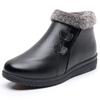 Middle-aged and Elderly Women's Short Cotton Boots Winter Warm Fleece Lined Zipper Ankle Boots Waterproof Non-slip Flat Mom Shoes