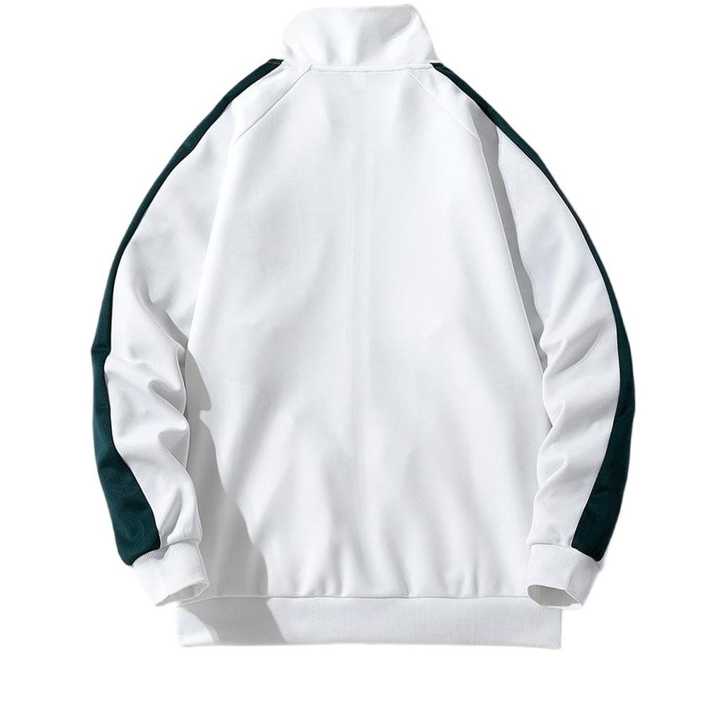 Street Style Solid Color Zip-up Cardigan Stand-up Collar Loose Casual Sports Men's Coat