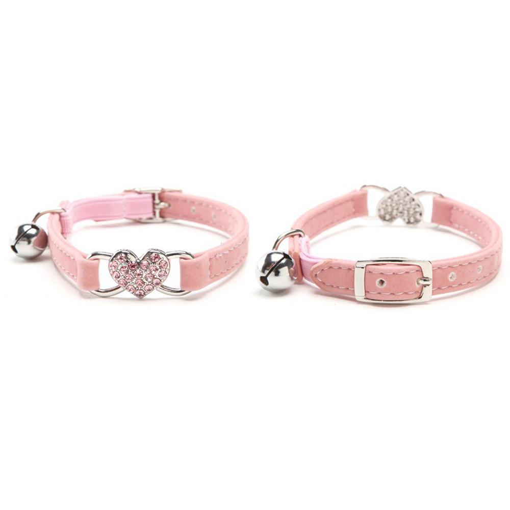 Puppy Cat Kitty Elastic Velvet Pet Necklacce Bell Heart Shape Dog Collar
