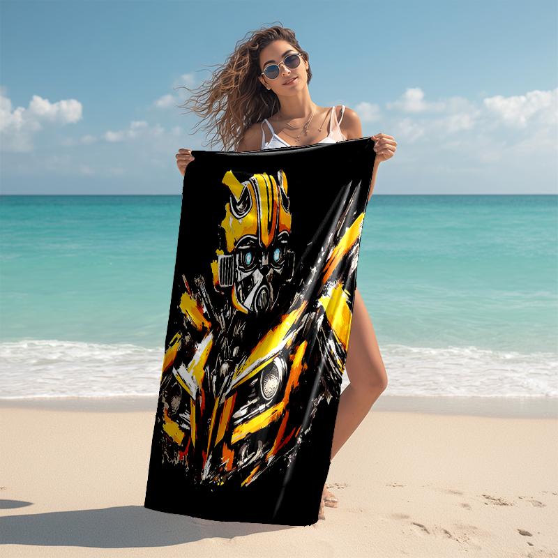 Beach Towel with Bumblebee and Optimus Prime3 Pattern - soft,absorbent,machine washable Lightweight&Modern,swimming,Travel Essentials