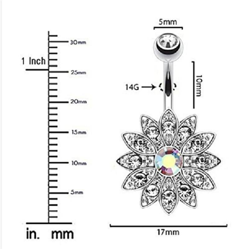 7Pcs/Set Stainless Steel Crystal Belly Button Rings Navel Body Jewelry Piercing