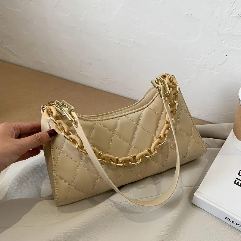 Women's Chain Underarm Bag Solid Spring and Summer Versatile Shoulder Bag Ladies Portable Large-capacity Leisure Bag