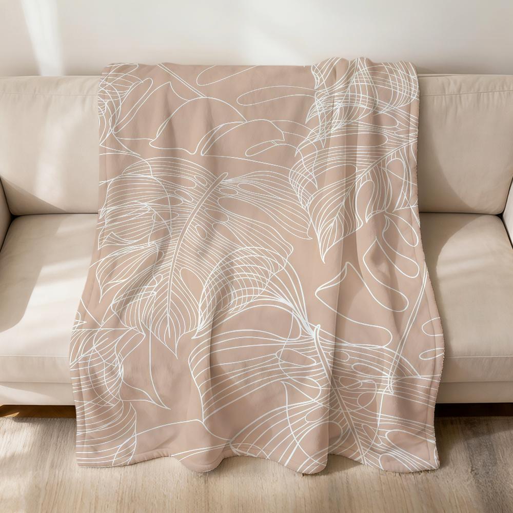 Fashion Art Monstera Leaf Nude Flannel Soft Warm Plush Blanket For Sofa Living Room Pet Hogar Bedroom Gift Home Car Portable