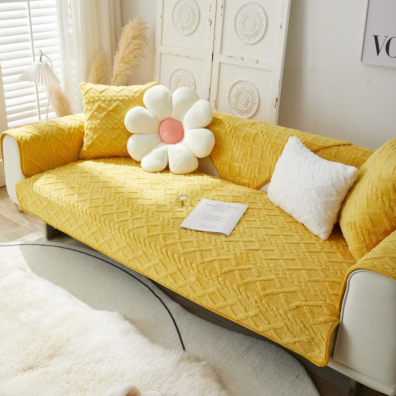 Warm Plush Sofa Covers Slipcovers Sofa Towel Winter Warm Non -Slip Couch Cover For Living Room Sofa