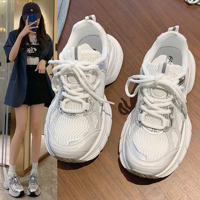 Кроссовки женские модели летние тонкие дышащие толстые туфли белые туфли для увеличения роста Hundred with Pops Shoes женские туфли