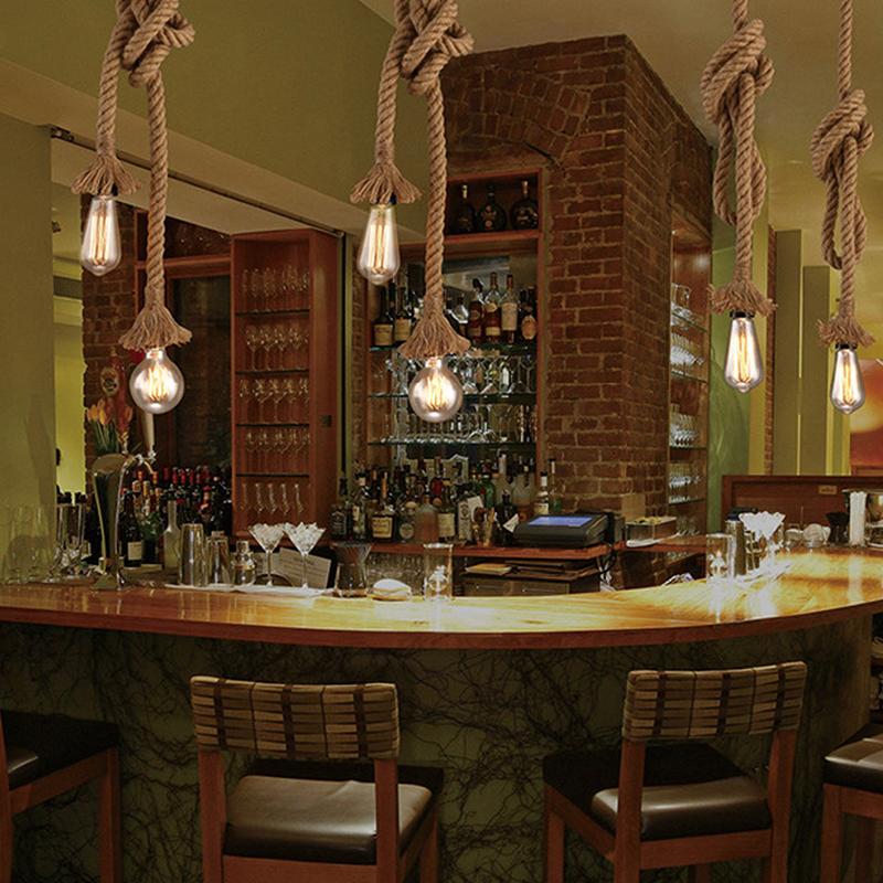 Винтажный Ретро Промышленный Лофт Держатель Пеньковой Веревки Потолочный Подвесной Светильник Лампа Кафе Ресторан Ретро Люстра