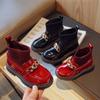 Children Socks Boots Simple Girls Princess Short Boots Fashion Kids Leather Boots with Metal Chains Classic Non-slip 2024 New