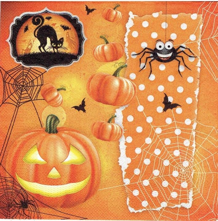 Halloween Napkins Pumpkin Spiderweb 33X33Cm 20Pcs