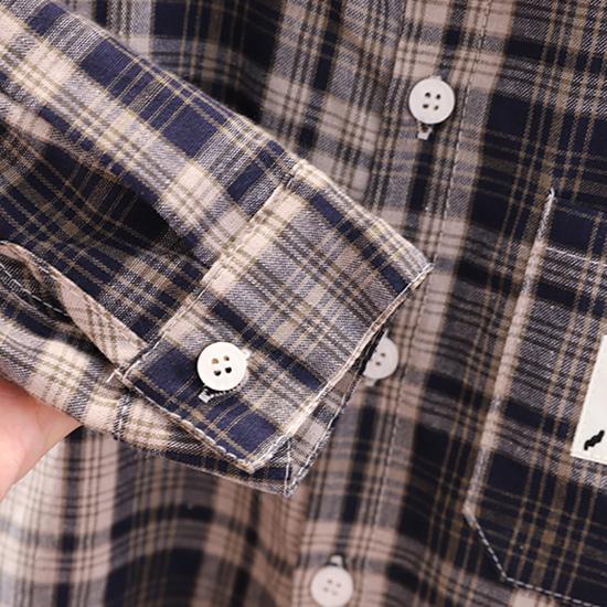 Костюм для мальчика 0-5 лет Детская клетчатая рубашка с длинными рукавами Куртка Круглый вырез Белый топ Повседневные джинсовые брюки Комплект из трех предметов