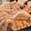 Комплект постельного белья с разноцветным кроликом и четырьмя предметами, зимний толстый молочный бархатный пододеяльник, двухсторонняя бархатная простыня, комплект кроватей для спальни