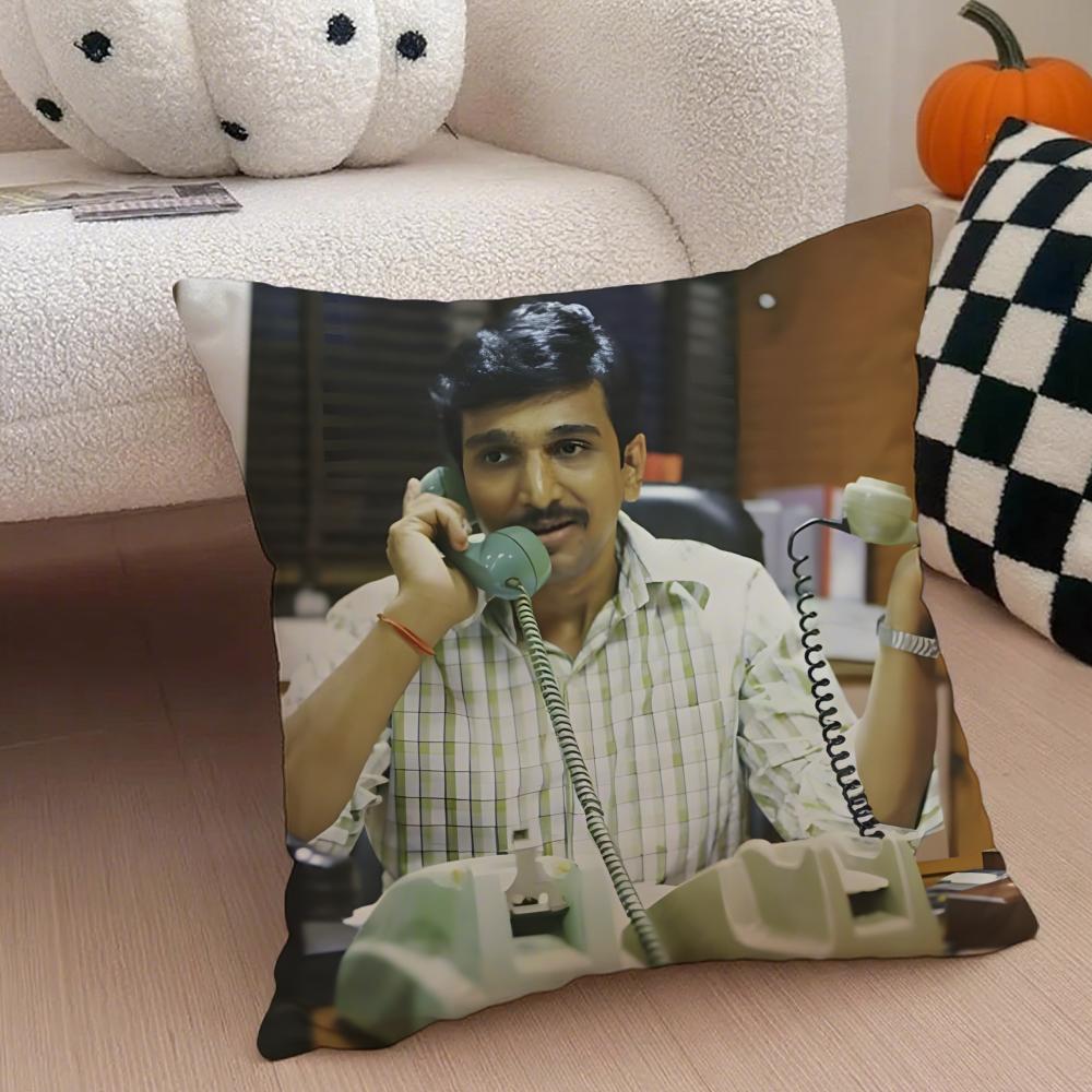 SScam  The Harshad Mehta Story Cushion Cover Throw Pillow Cover Hidden Button Durable Polyester Chair Cushion
