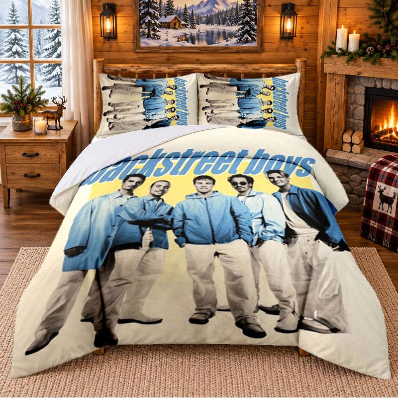 backstreet boys Pattern Bedding 3Pcs Set Bed Sheet And Pillowcases For Indoor Bedroom