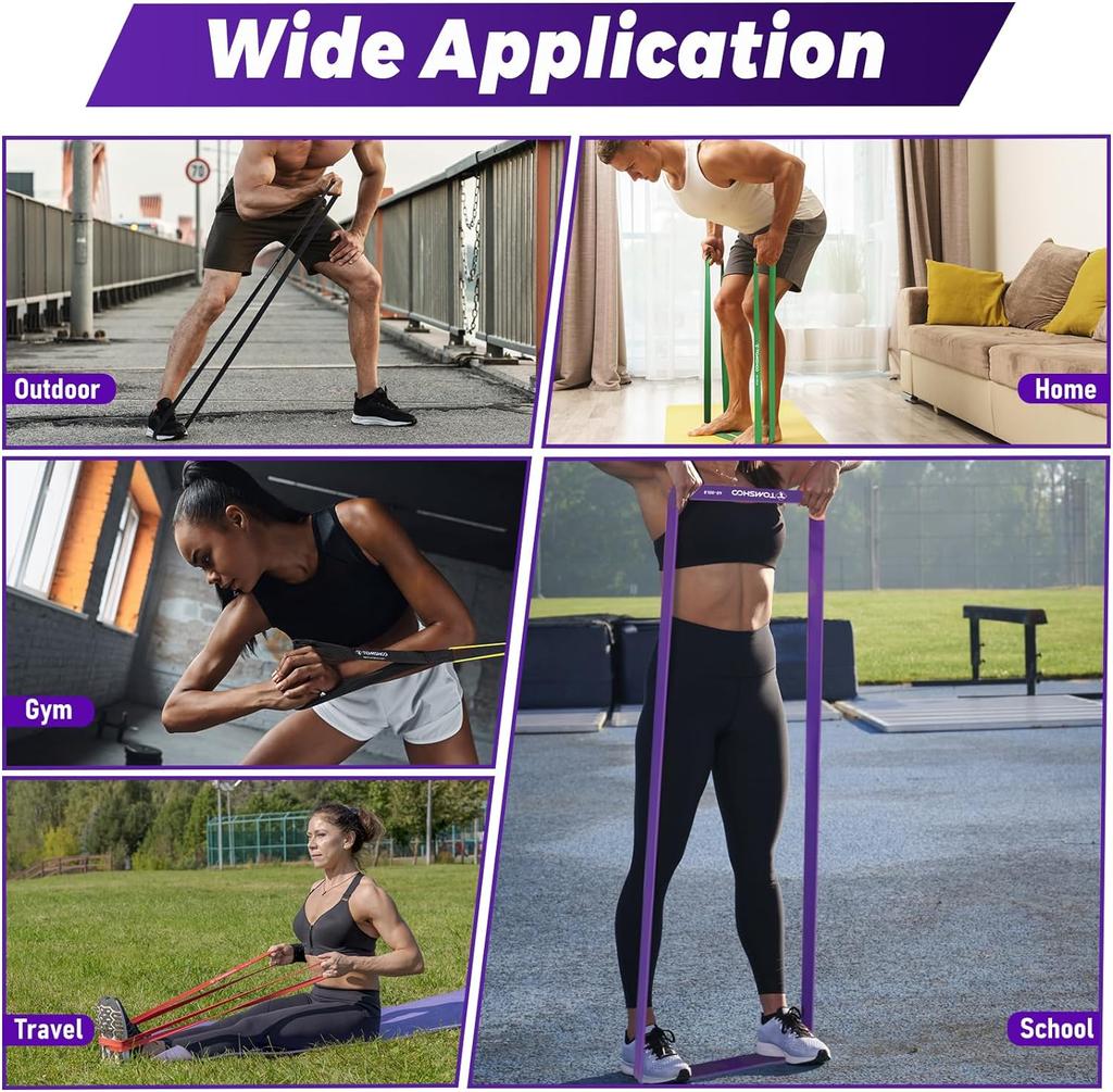 TOMSHOO Set of 4 8-85Lbs Resistance Bands for Working Out, Workout Bands for Physical Therapy