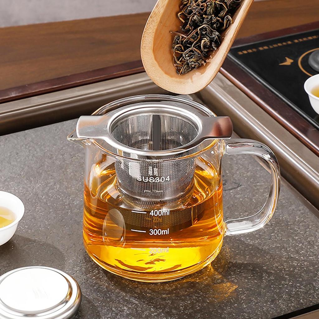 2-Pack 304 Stainless Steel Tea Infuser Extra Fine Mesh Loose Leaf Strainer with Lid Dual Handles Large Capacity Reusable Tea Filter Basket