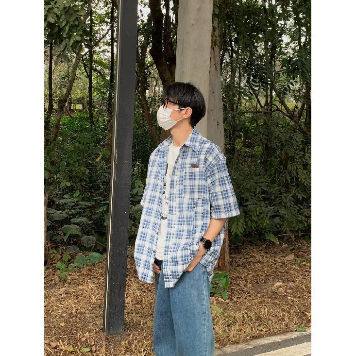 Мужская клетчатая рубашка с квадратным вырезом, молодежная мода, японский стиль, художественная мужская свободная рубашка, новая мода с длинными рукавами, осенний тренд, Харадзюку