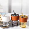 Household Coffee Beverage Heat-Resistant Glass Cups, Large Capacity Straws, Office Water Cups With Lid
