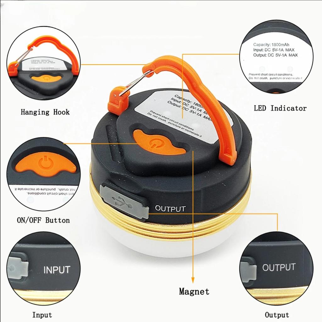 Мини портативный кемпинговый фонарь 3 Вт светодиодный палаточный фонарь портативный уличный походный ночной подвесной фонарь USB интерфейс перезаряжаемый