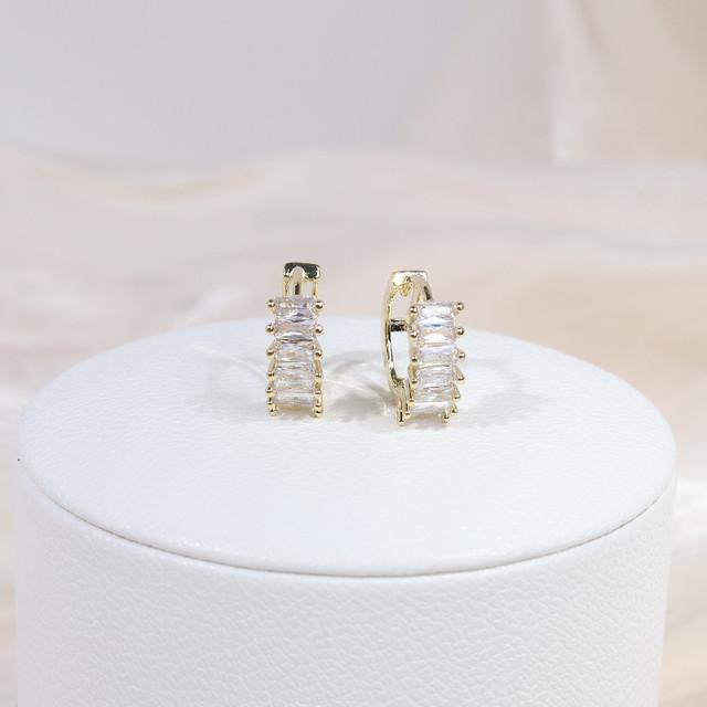 Серьги-замки с квадратным креплением, простого дизайна, 14 карат, настоящее золото, изысканные женские серьги с инкрустацией из меди и циркония, ювелирные изделия