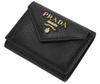 Кошелек Prada 1MH021 PRADA с кошельком для монет GL с логотипом VITELLO GRAIN NERO из телячьей кожи с черной золотой фурнитурой, тройное сложение [предмет]