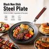 Wooden Handle BBQ Grilling Pan Folding Barbecue Plate Outdoor Grill Topper  Kitchen Roasting