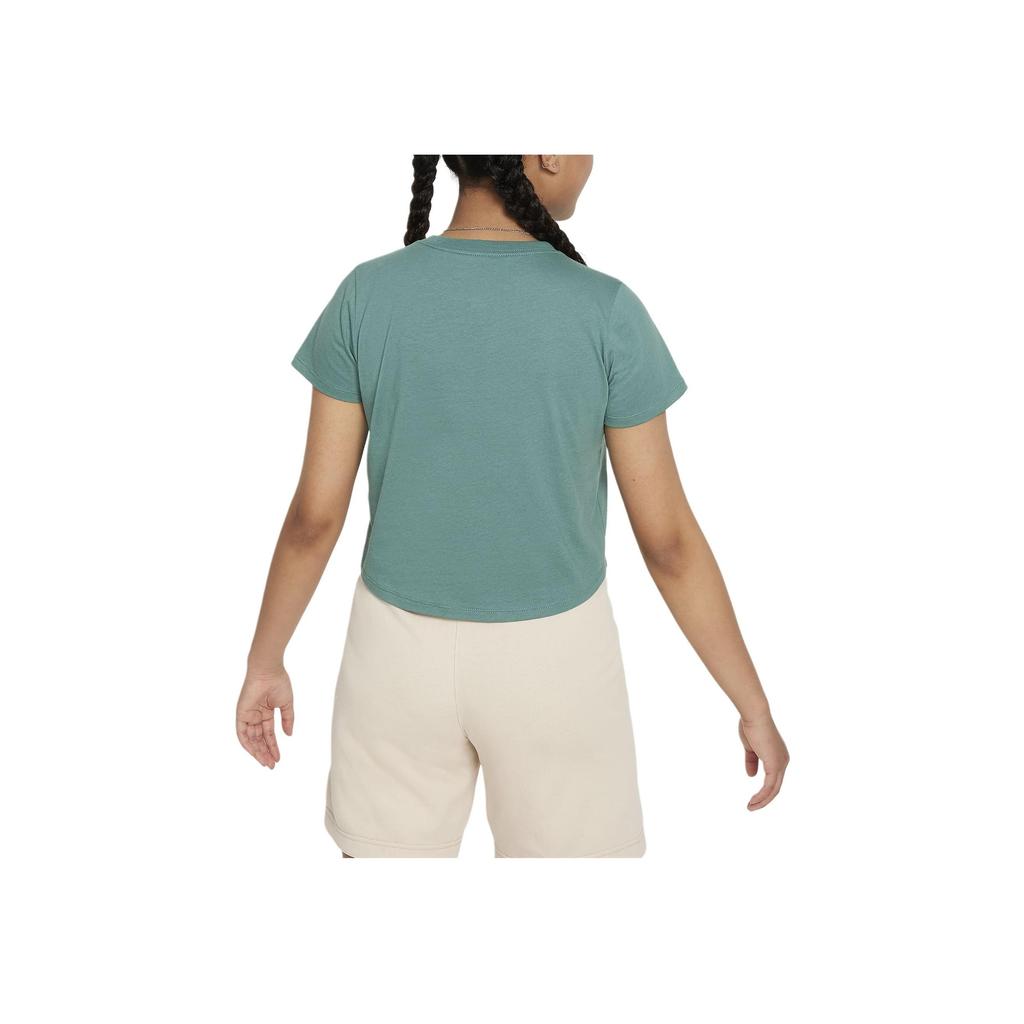 Nike Футболка спортивная с буквенным логотипом, круглым вырезом, повседневная, с коротким рукавом, детская, цвет прибрежный-синий DA6925-361