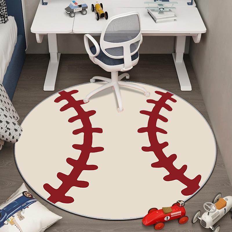 VIKAMA American-Style Baseball Stitch Carpet - Round,Durable,Slip-Resistant,Easy To Clean,With Ins Ventilation Function
