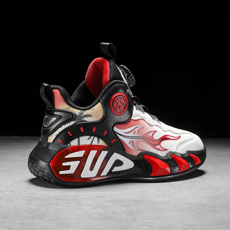 Зимняя новинка 2025 года, детские хлопковые туфли, бархатные теплые и холодостойкие баскетбольные кроссовки для мальчиков и девочек, спортивная обувь для студентов с вращающейся пряжкой