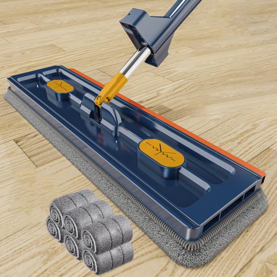 1 Set Mop Set with 6 Microfiber Pads 360 Degree Rotation Large