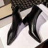 Pointed Thin Boots Women's Thick Heel Spring and Autumn Single Boots 2024 New Fashion Boots Soft Leather Thin Medium Tube Women's Short Boots