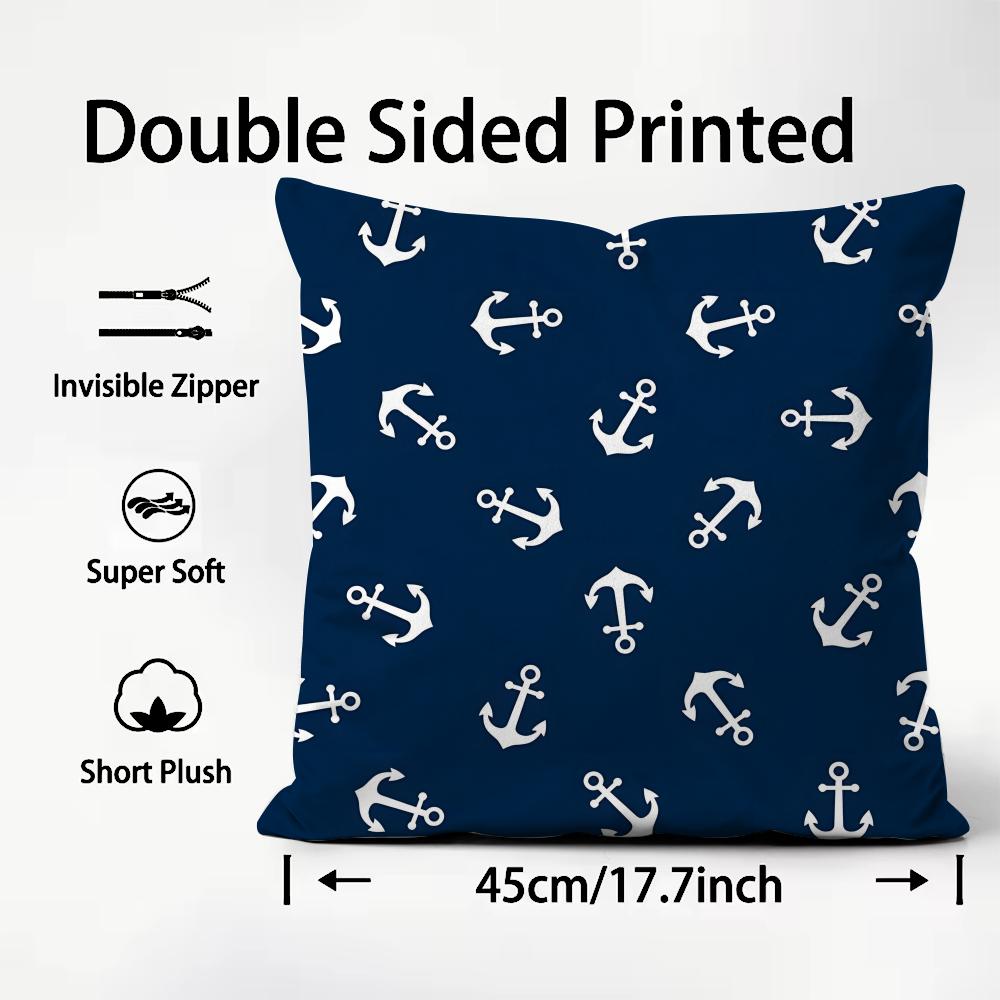 Navy Patterns Luxury Cushion Cover Plush Fabric Soft DoubleSided Printed Sofa Warm Winter Home Child Gift Pillow Case