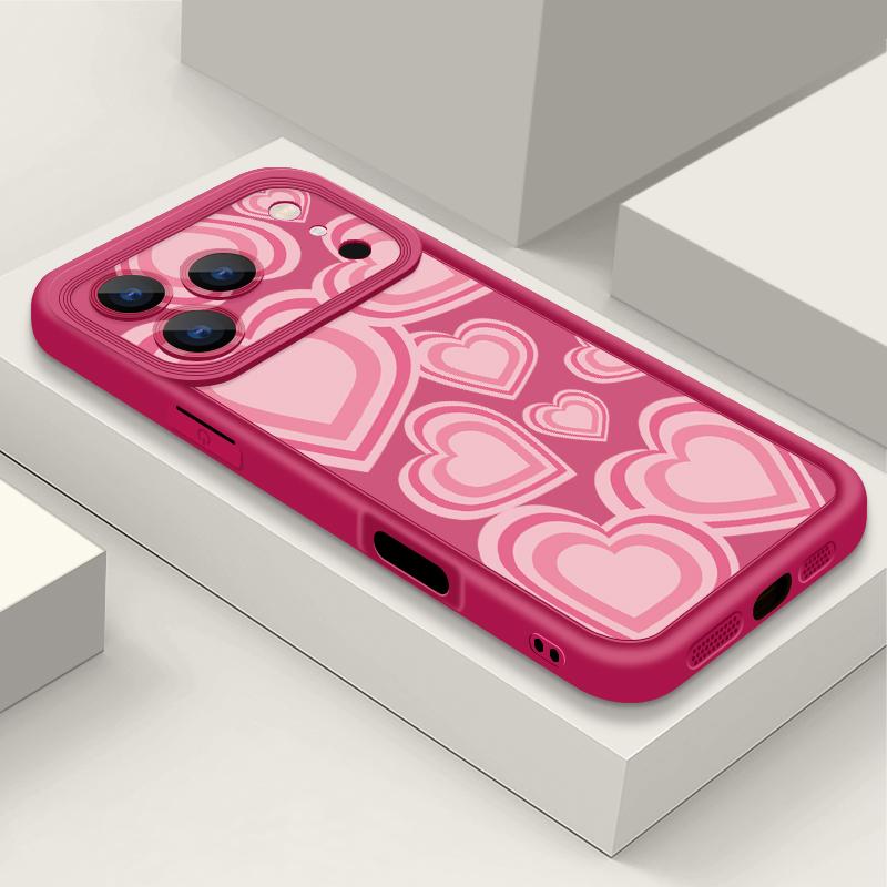 For iPhone 17 Pro Max Case Y2K Retro Gradient Love Hearts Pattern Shockproof Bumper Soft Silicone Cover For iPhone 16 15 14 13 Pro 12 11 16E Air