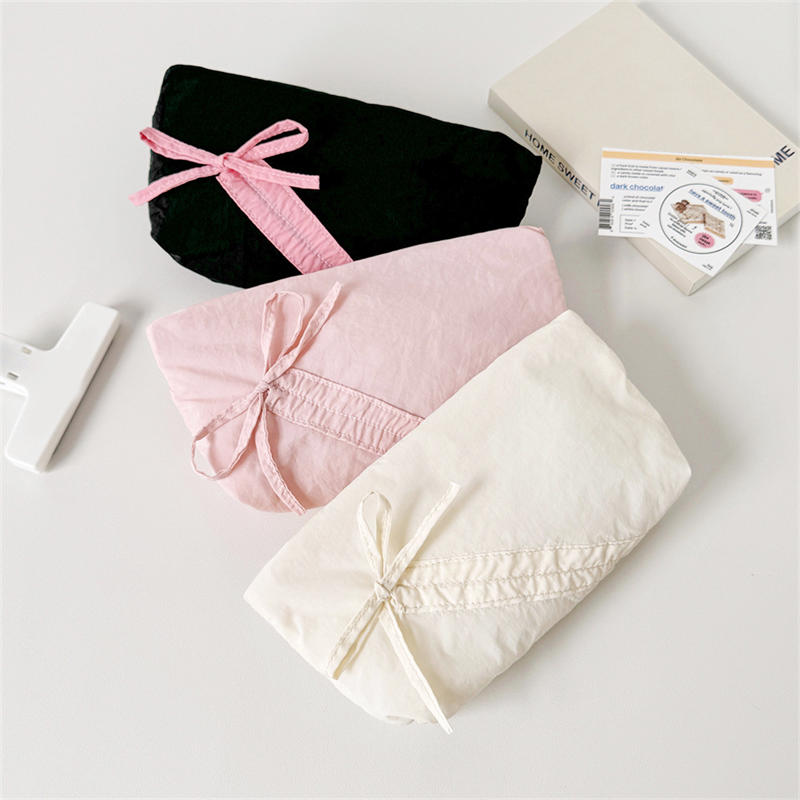 Косметичка из плотного хлопка, стеганая с бантом, коробка для ручек из перцовой одежды