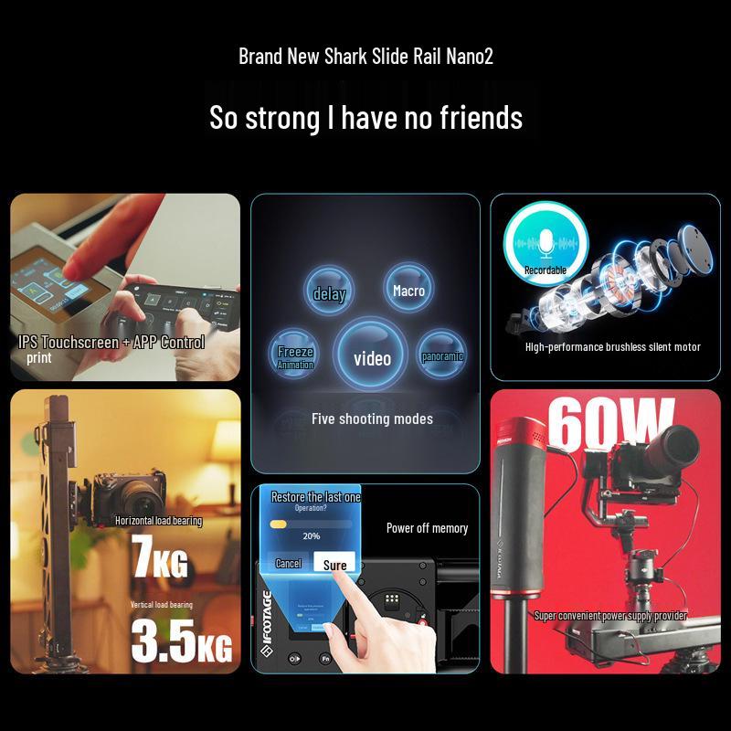 8iFootage Mark Shark Nano Gen 2 Electric Slider with DJI Stabilizer & Face Tracking