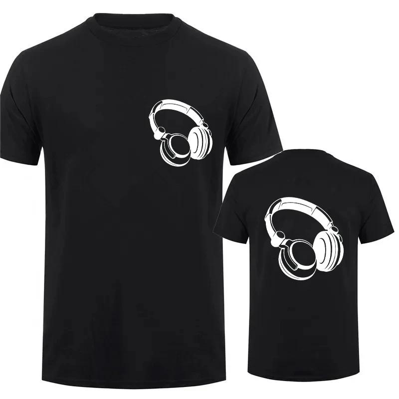 2024 New Headphones Print Casual Short-Sleeved Men's T-Shirt Music DJ Graphic Tee Gift Tshirt Funny Tee Shirt Vintage Streetwear
