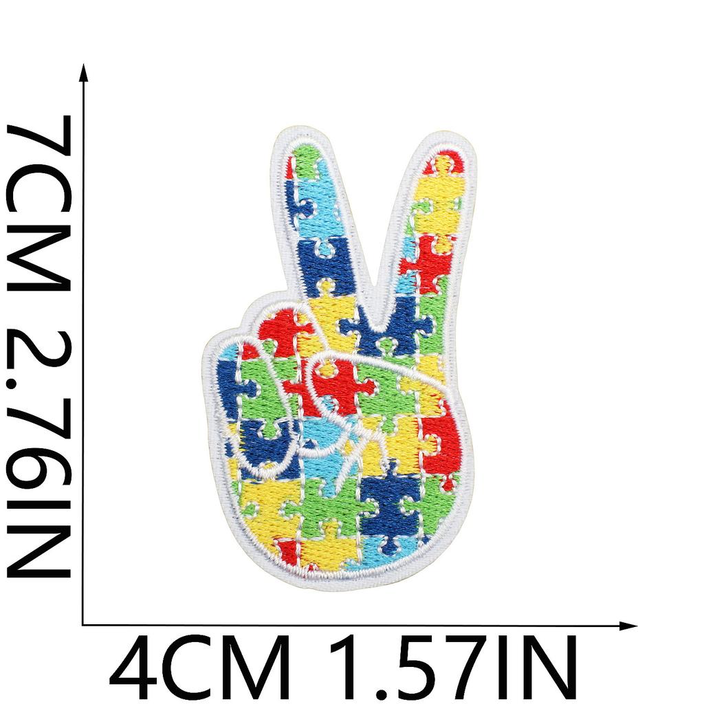Autism Theme Embroidery Cloth Sticker Palm Computer Embroidery Label Cartoon Butterfly Love Patch Sticker Ironing