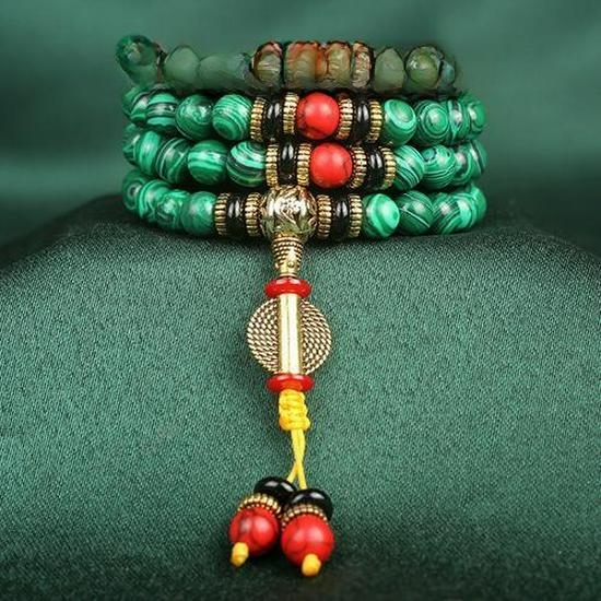 Малахитовые буддийские четки: Браслет из 108 бусин, 8 мм круглые бусины для мужчин и женщин