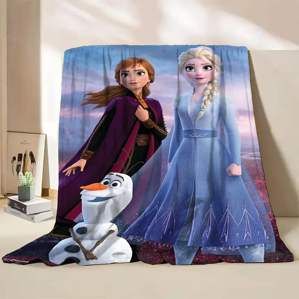 Disney Frozen Elsa Princess Childrens Adult Soft Flannel Blanket Fluffy Baby Plush for Bedroom Travel Office Cover Warm Blankets