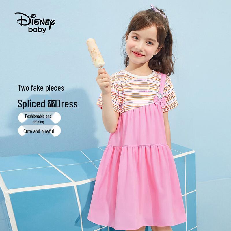 Disney Girls' Faux Two-Piece Striped Tiered Dress