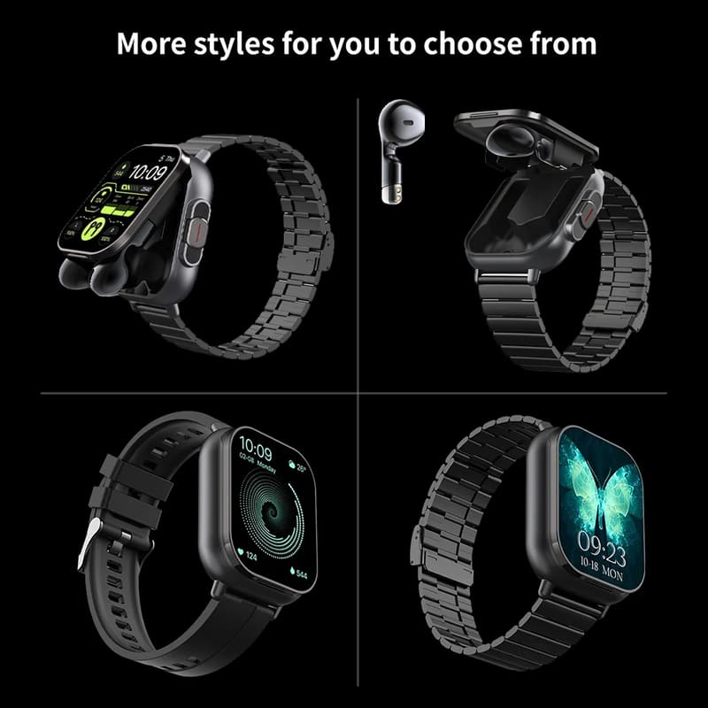 TWS 2 In 1 Smart Sports Watch Wireless Bluetooth Headset Calling Health Monitor Fitness Record Watches With Headset for Men Women