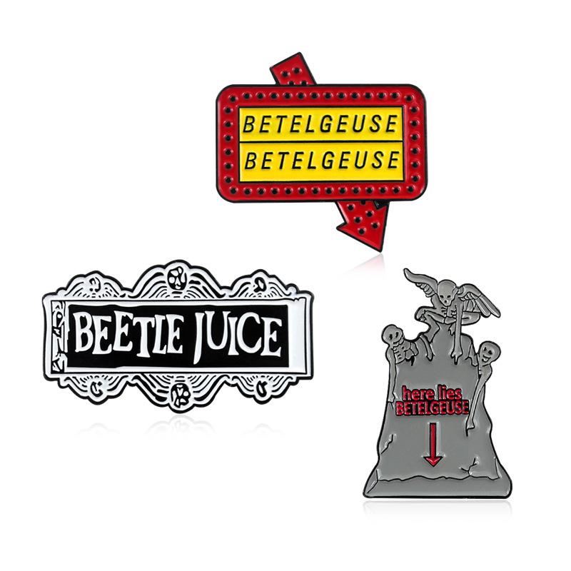 Оригинальная персонализированная английская буква 'Beetlejuice' Брошь с капающим маслом