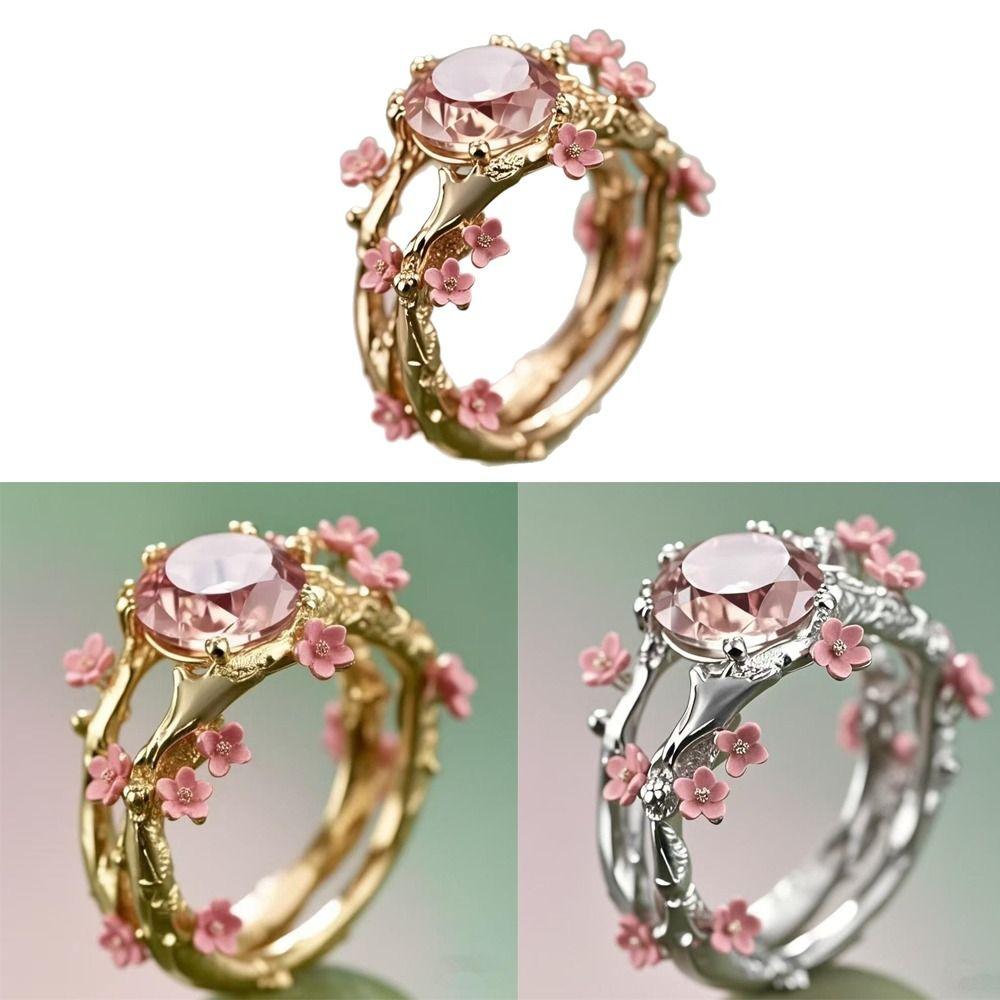 Простое Дизайн Кольцо с Цветком Инкрустированное Цирконом Украшение на Палец Модные Трендовые Кольца Ювелирные Аксессуары