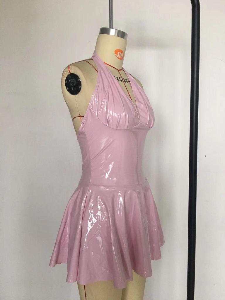 Комбинезон из черной ПВХ искусственной кожи Xi Yun - Размер 5 Костюм для ночного клуба Белье