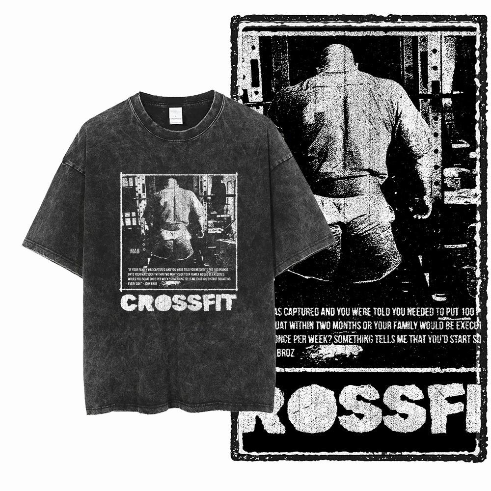 Fitness Printed Cotton Washed Old Graphic and Text Tshirt Suitable for Both Men and Women Cool Street Mens Tshirt Tops