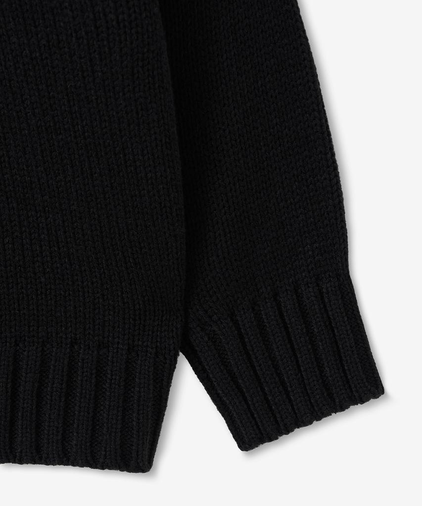 BLOND9 Bulky Polo Knit Top_Black