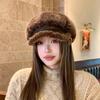 Винтажная британская восьмиугольная шляпа из овчины, женская осенне-зимняя плюшевая утолщенная теплая беретка, женская теплая шапка с защитой ушей для осени и зимы
