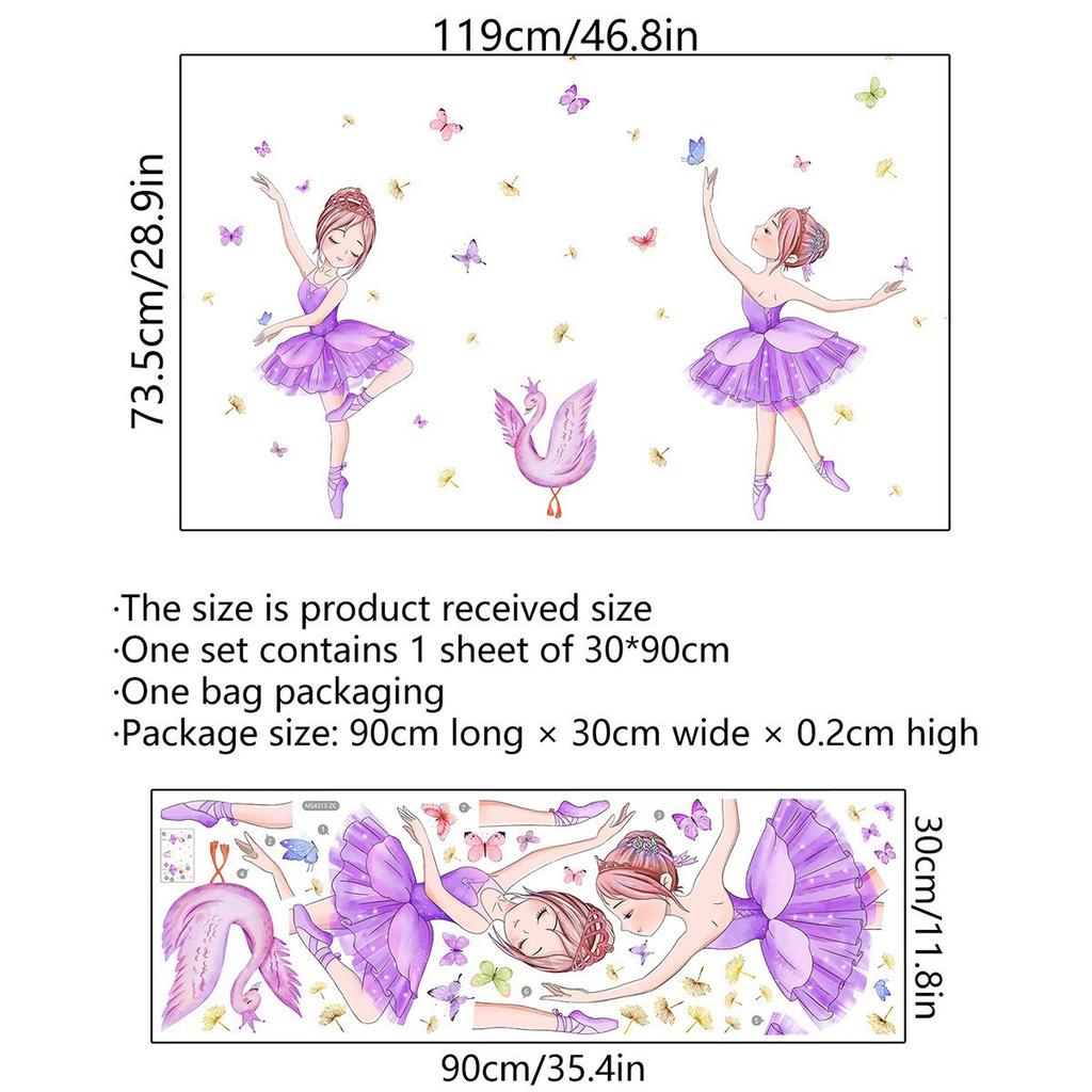 Танцующая девушка перо бабочка стикер стены фон стены украшения дома Наклейка на стену