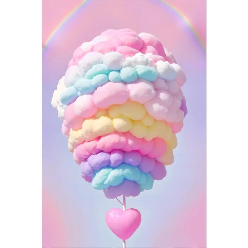 Colored Cotton Candy Rainbow Love Heart Posters Prints Canvas Printing Wall Art Picture for Girl Room Dessert Shop Decor Gifts
