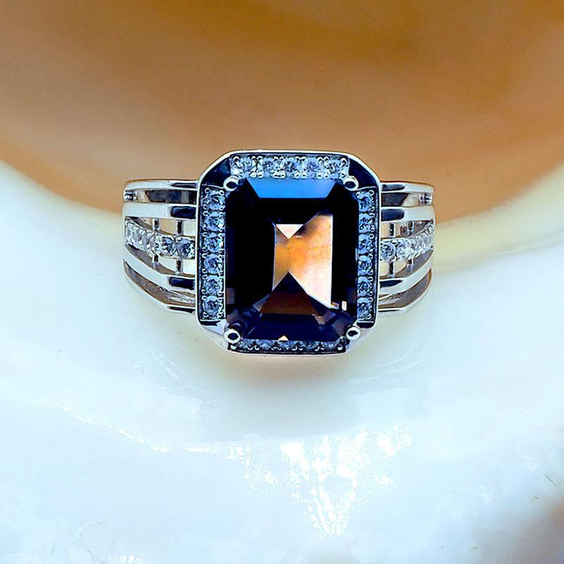 Мужское кольцо из серебра S925 с тесаным кристаллом - роскошное, универсальное, кольцо с драгоценными камнями на удачу, модный аксессуар.
