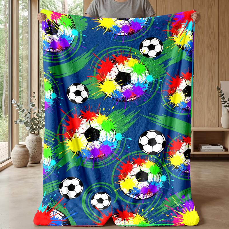 Soccer Ball Splash Art 14 Theme blanket Lightweight Warm Flannel Blanket Decorative Throw Blanket for Home Decoration