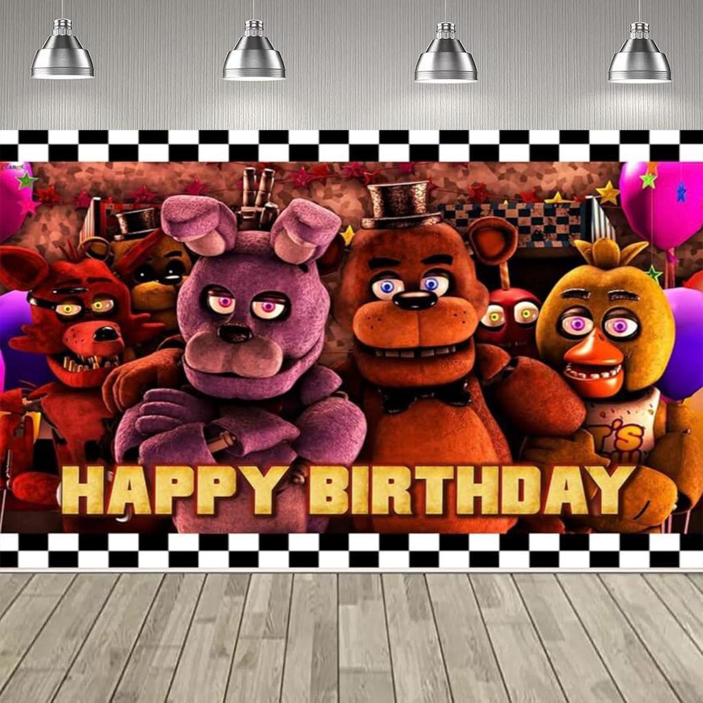 Cartoon Horror Bear Party Decorationd Backdrop FiveNights Theme Birthday Party Supplies Room Decoration Banner Poster Gift129